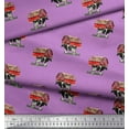 thumbnail image 2 of Soimoi Purple polyester Crepe Fabric Barn & Cow Farm Print Fabric by the Yard 52 Inch Wide, 2 of 3