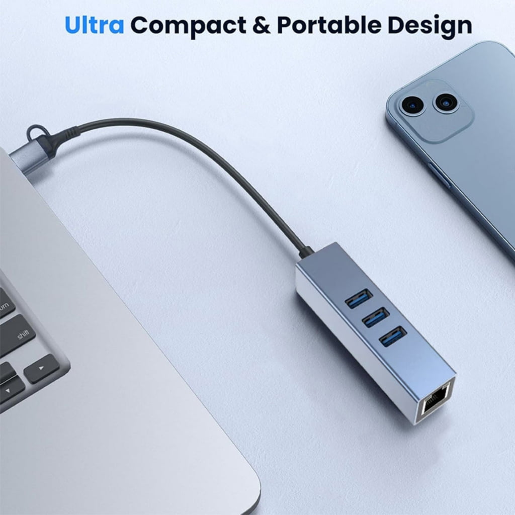 Fast Speed 1000Mbps 100Mbps USB C USB A Gigabit Ethernet Adapter Hubs For Laptops Tablets And Phones