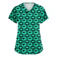thumbnail image 2 of Cute Scrub Tops Stretchy Short Sleeve V Neck Cartoon Print Pattern Nursing Working Uniform Caregiver Top Green 4XL, 2 of 5