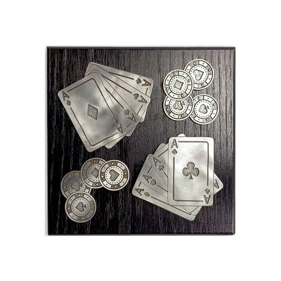 Porta Calientes Colsa Madera Negro Diseño Cartas De Poker COLSA