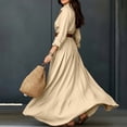 thumbnail image 4 of Aimik Women's Long Sleeve Button Down Maxi Shirt Dress Belted V-Neck Loose Fit Casual Flowy Maxi Dress, 4 of 6