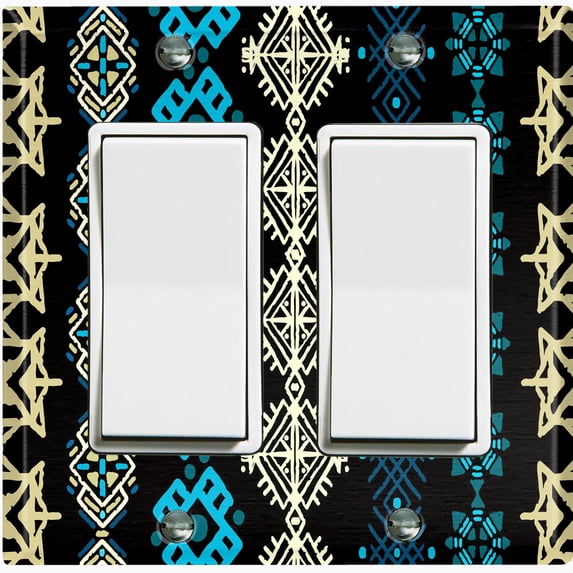 Metal Light Switch Plate Cover Ethnic Aztec Tribal Pattern Teal SFR064