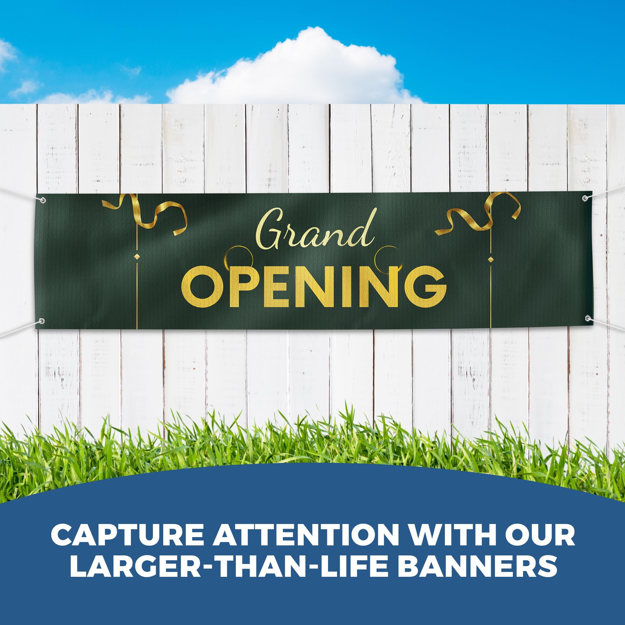 Grand Opening Banner Sign For Outdoor-Indoor Use 4x1 Ft Large Custom Banner and Signs with Hanging Rope Grand Opening Backdrop for Party Decor Oxford Cloth Sublimation Banner for Easy Hang