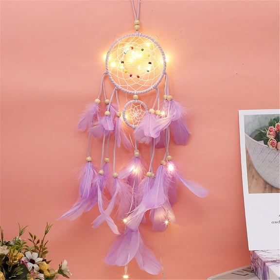 Home Decor Home Decoration D Ream Catcher Wind Chime Hanging Sash With Led Light Purple