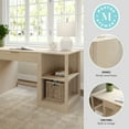 thumbnail image 3 of Martha Stewart Home Office Modular Single-Drawer Desk with Dual 2 Tier Shelves in Light Natural with Brushed Gold Hardware, 3 of 10