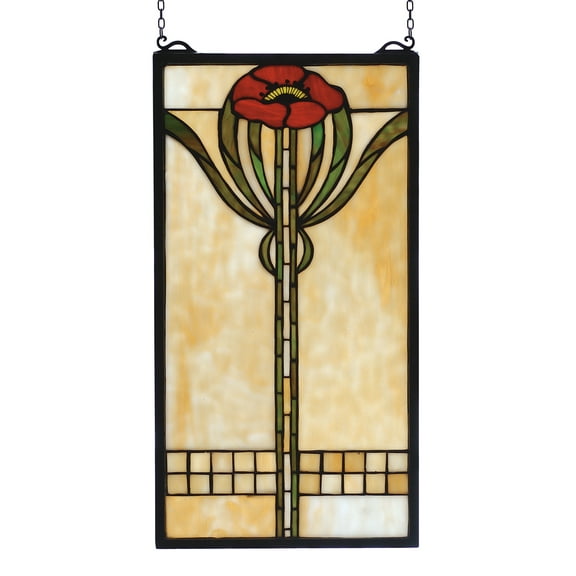 67789 Meyda 11"W X 20"H Parker Poppy Stained Glass Window