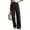 Black, variant on Womens Dress Pants Pull On Wide Leg Stretchy Work Pants Button Elastic High Waist Business Casual Pleated Slacks Trousers with Pockets