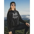 thumbnail image 3 of Faith Hoodie for Women Cross Faith Sweatshirts Christian Apparel Graphic Tops Move Mountains California Blue Large, 3 of 6