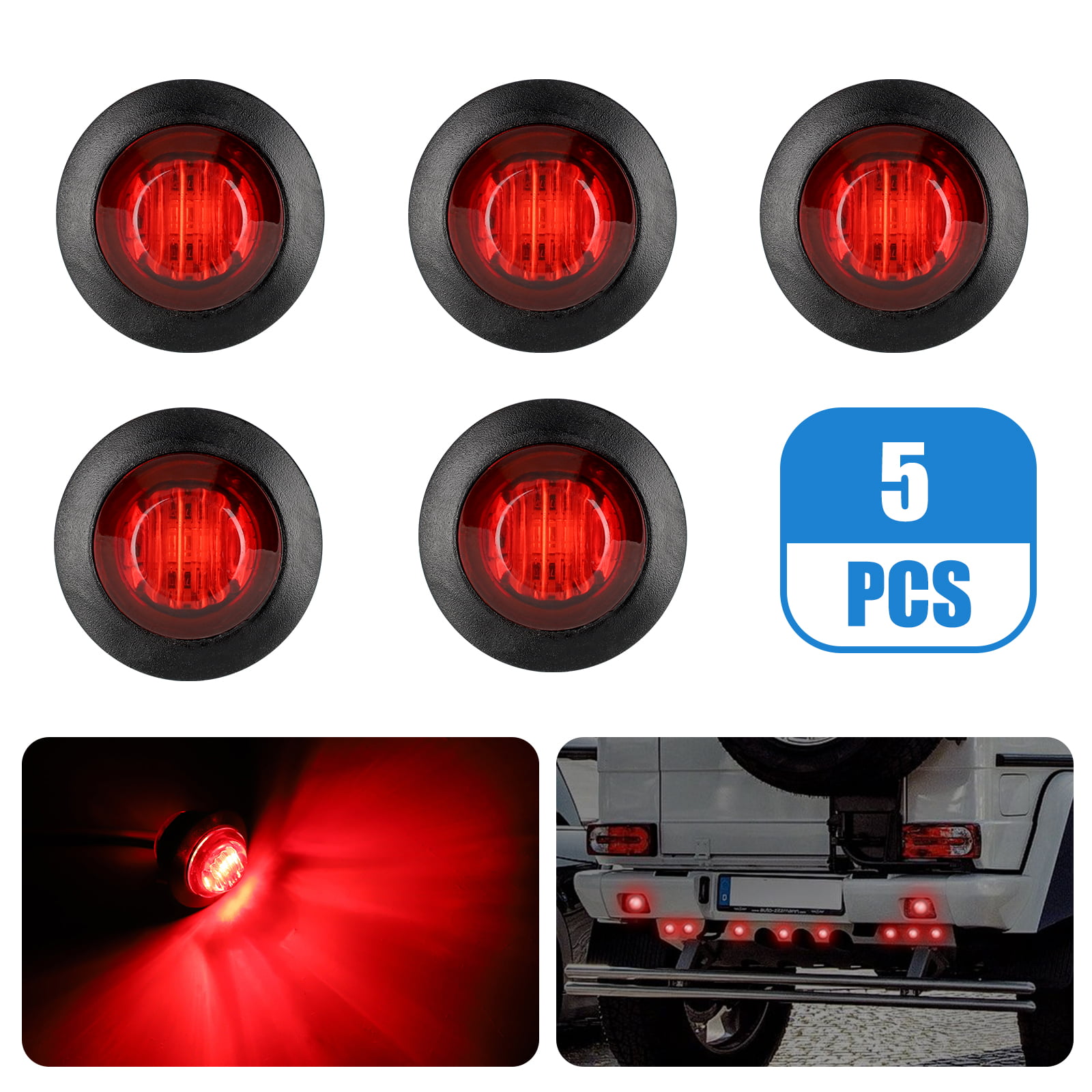 4X RECOVERY SIDE REAR RUBBER MARKER OUTLINE LED RED WHITE AMBER LIGHTS LAMPS 12V