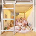 thumbnail image 6 of HiJob Twin Low Loft Bed for Kids with 5 Storage Drawers, Desk & Toy Organizer, RGB LED Lights & Under-Bed Playhouse, 13.8" Guardrail, White, 6 of 14