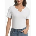 thumbnail image 4 of Women's Short Sleeve V-Neck Ribbed Knit T-Shirt - Fitted Basic Top, 4 of 6