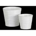 thumbnail image 1 of Urban Trends Collection 44223 Ceramic Round Vase with Horizontal Ribbed Design Body & Tapered Bottom, White - Set of 2, 1 of 1