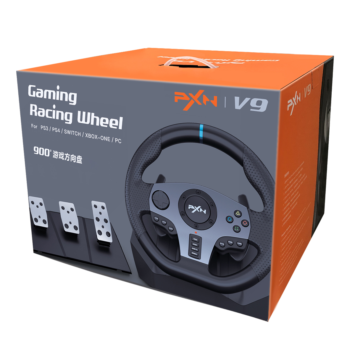 PXN V9 Gaming Racing Wheel with Pedals and Shifter, Steering Wheel for PC, Xbox One, Xbox Series X S, PS4, PS3 and Nintendo Switch