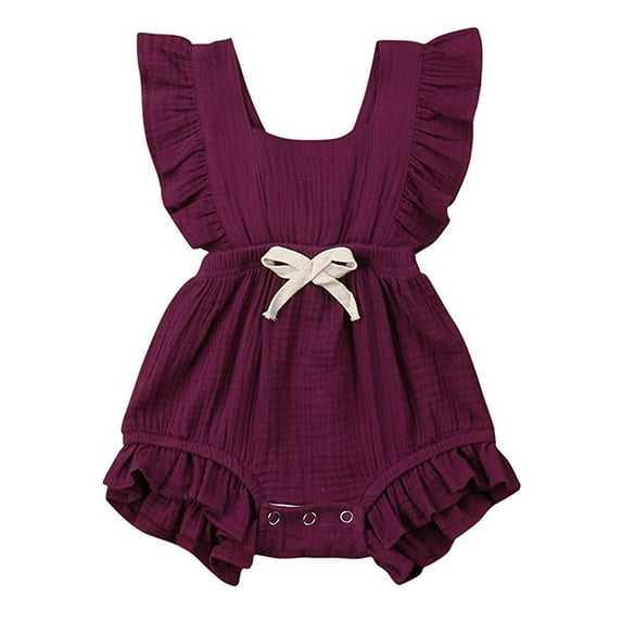 Dewadbow Newborn Baby Girl Summer Ruffle Cotton Romper Jumpsuit Outfits Clothes