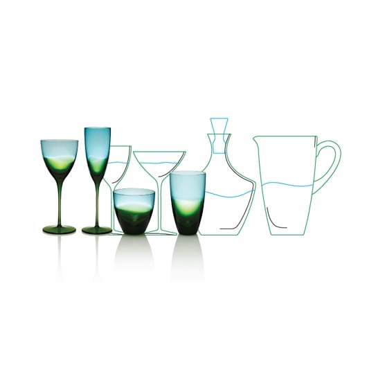 Kim Seybert Vague Glass Decanter Blue/Green