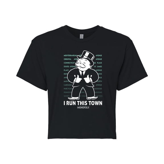 Monopoly - I Run This Town - Juniors Cropped Graphic T-Shirt