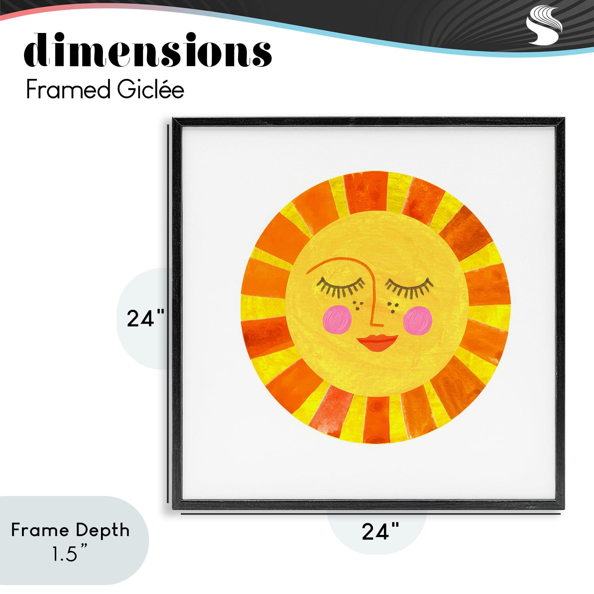Stupell Industries Simple Warm Sunshine Black Framed Giclee Art, design by Katherine Herrell Studio