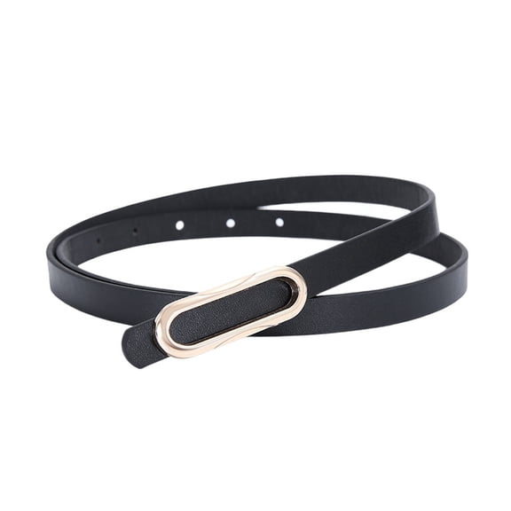 SWSMCLT Women's Faux Leather Belt For Dress Summer Metal Spring Date Belt Skinny Adjustable Belts Casual Black X-Small-Large