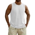 thumbnail image 2 of Plus Size Big & Tall, Men's Sleeveless Hoodless Round Neck Pullover Casual Fashionable Running Tank Top Quick Dry Breathable Gym Workout Training | TOPLIU,White 2XL, 2 of 8
