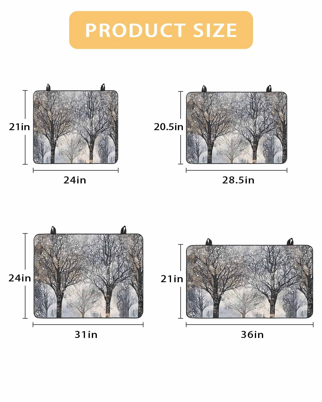 nqOlkjepod Large Induction Cooktop Protector Mat 24"x21", Black Grey Forest Stove Top Covers for Electric Stove, Vintage Watercolor Tree Tunk Stove Burner Cover Mats, Glass Top Stove Cover