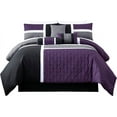 thumbnail image 6 of Chezmoi Collection 7-Piece Medallion Patchwork Comforter Set, California King, Purple/Black/Gray, 6 of 6