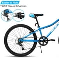 thumbnail image 4 of Hiland 24 Inch Mountain Bike Shimano 7 SPEEDS for Teenager with Suspension Fork, Blue, 4 of 6