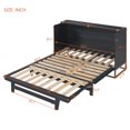 thumbnail image 2 of Harper & Bright Designs Queen Murphy Bed Wall Bed with Gold Leg, Queen Size Cabinet Bed Folding Wall Bed with Frosted Glass Doors Design and Fake Drawers, Black, 2 of 14