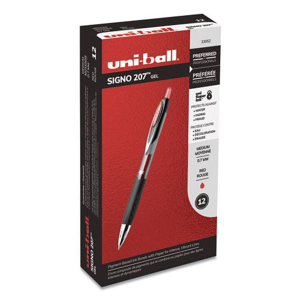 Signo 207 Gel Pen, Retractable, Medium 0.7 Mm, Red Ink, Smoke/black/red Barrel, Dozen | Bundle of 2 Dozen