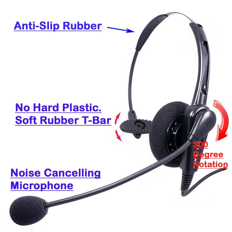 RJ9 Phone Headset Cost Effective Monaural Headset with Smart Cord for Cisco Avaya Polycom and Most Phones