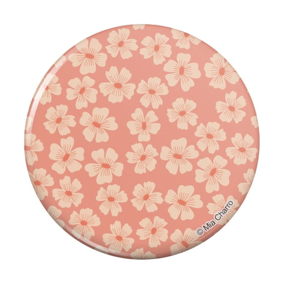 Peachy Flowers Pinback Button Pin