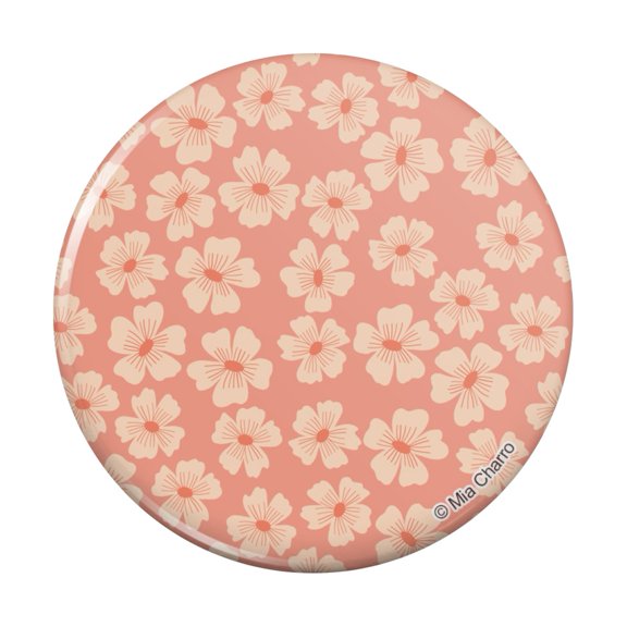 Peachy Flowers Pinback Button Pin