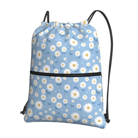 Naloa Daisies Flowers Drawstring Backpack String Bag Cinch Water Resistant for Gym Shopping Sport Yoga
