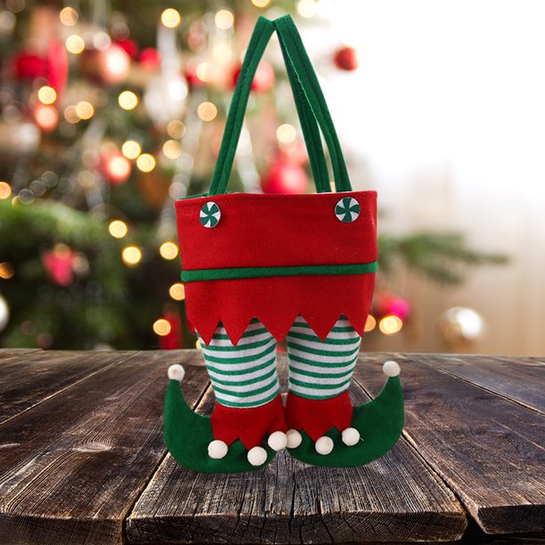 Bolsas de dulces de elfo de Navidad Wdftyju Bolso de rayas de terciopelo 42*22 cm
