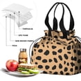 thumbnail image 4 of Brown and Black Of Leopard Print Drawstring Lunch Bag Women - Drawstring Lunch Bag Insulated for Work Office - Stain-Resistant Large Lunchbags for Women with Multi-Pockets, 4 of 6