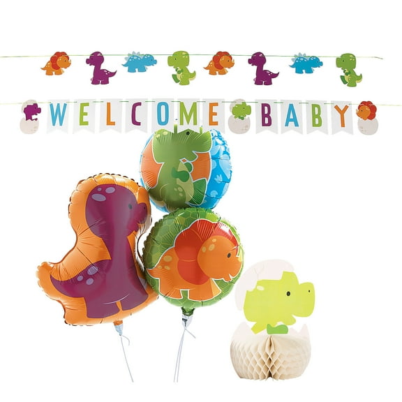 Fun Express Little Dino Baby Shower Decorating Kit - 8 Pieces