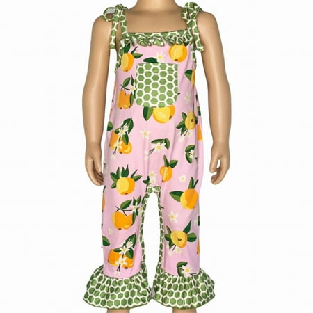 

AnnLoren Boutique Pink Pretty as a Peach Baby/Toddler Girls Spring Romper