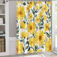 thumbnail image 3 of Shower Curtains for Bathroom-72"x72",Watercolor Blossom Yellow Flower Waterproof Bath Curtain Grommet Shower Curtain Set with Hooks,Green Leaves on White Washable Bath Accessories, 3 of 7