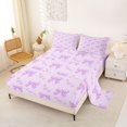 thumbnail image 2 of Erosebridal Girls Purple Ribbon Bow Bed Sheets 4pcs,Polka Dots Love Heart Print King Sheets for Kids Teens,Lightweight Room Decor, 2 of 5
