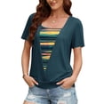 thumbnail image 7 of DeHolifer T-Shirts for Women Crewneck Casual Printed Summer Trendy Short Sleeve Fake Two Piece Tee Tops Navy L, 7 of 7