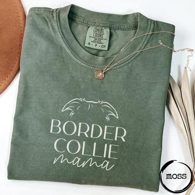 Border Collie Mama, Comfort Colors® T-Shirt, Dogs Ears, Border Collie Dog Owner, Collie mo - Pepper - XL