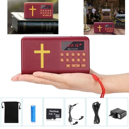 - Portable Mini Bible Audio MP3 Player Speaker ,FM Radio Receiver with 4GB TF Card AUX LED Display Earphone Gift for Elders