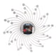 thumbnail image 4 of Reloj de pared Jadeshay de metal plateado decorado con diamantes, 4 of 12
