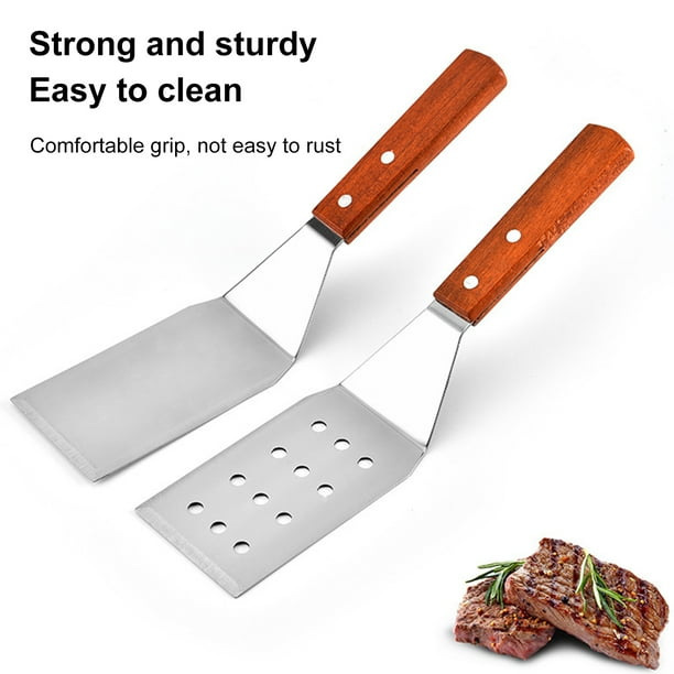 GROFRY Stainless Steel Frying Spatula with Wooden Handle Nonstick