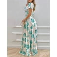 thumbnail image 2 of Women's Plus Size Floral Print V Neck Maxi Dress with Flutter Sleeves 100% polyester fabric for a flowing silhouette, 2 of 6