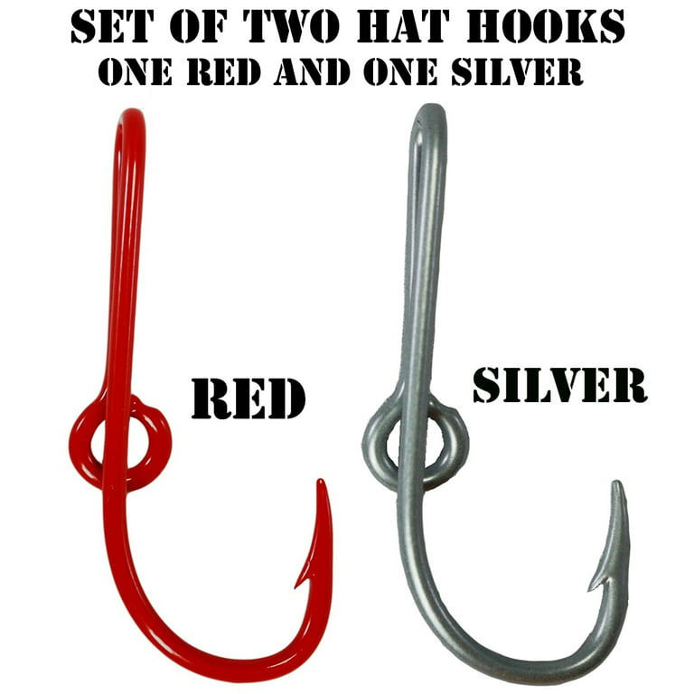 Custom Colored Eagle Claw Hat Fish Hooks for Cap -Set of Two Hat Pins- One Red and One Silver Hat Hook Money/Tie Clasp