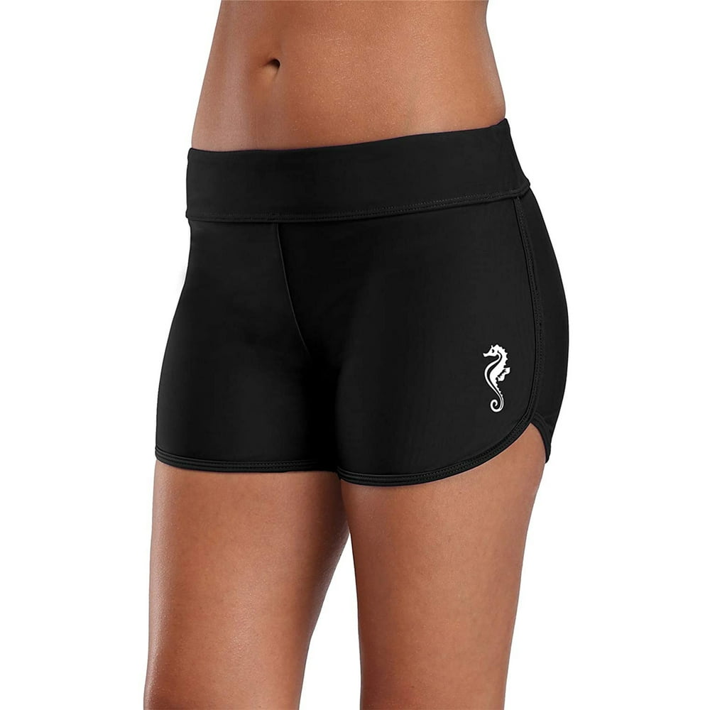 Womens Solid Swim Shorts Stretch Board Shorts Swimsuit Bottoms