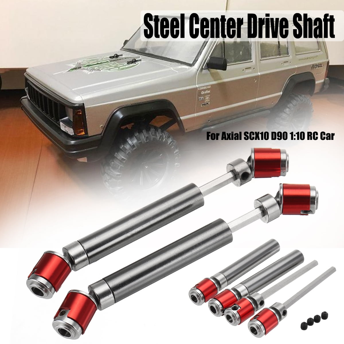 Universal Steel Center Drive Shafts For AXIAL SCX10 D90 1/10 RC Crawlers Speed