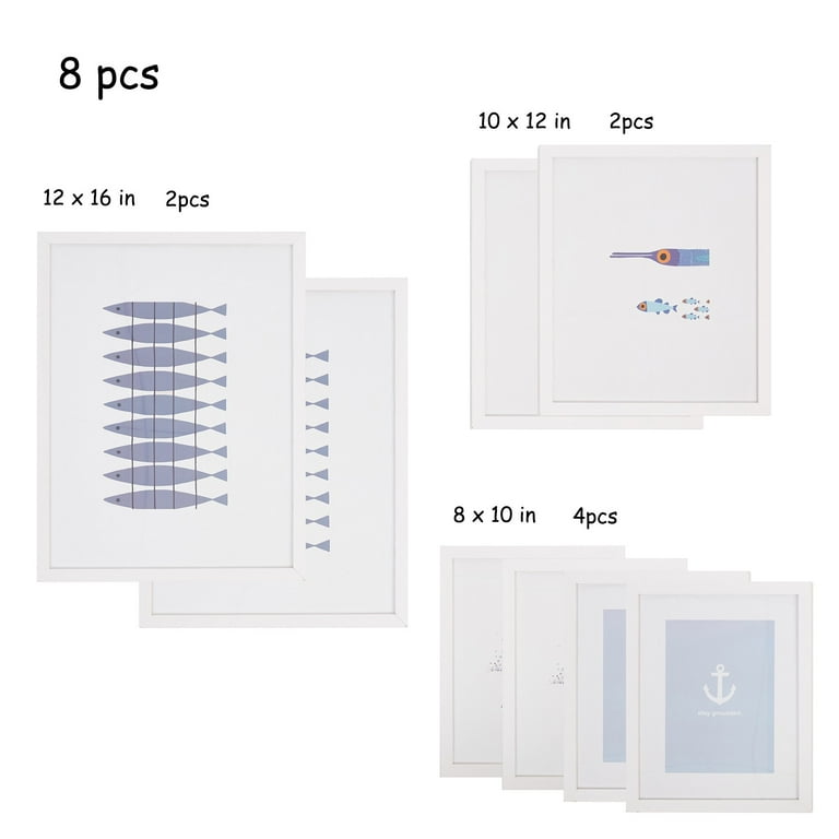  White Picture Frame Set - 8 pcs Gallery Wall Set of