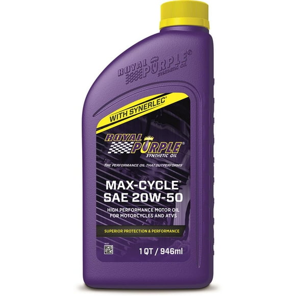 Royal Purple Huile 01316 Max-Cycle; SAE 20W-50; Synthétique; Bouteille de 1 Litre; Simple; Huile de Moto