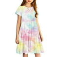thumbnail image 4 of Babcutegg Summer Kids Short Shirt Dresses for Little Girls Skirts Simplicity Tie Dyeing Dress Multicolor Size 5 Years, 4 of 7